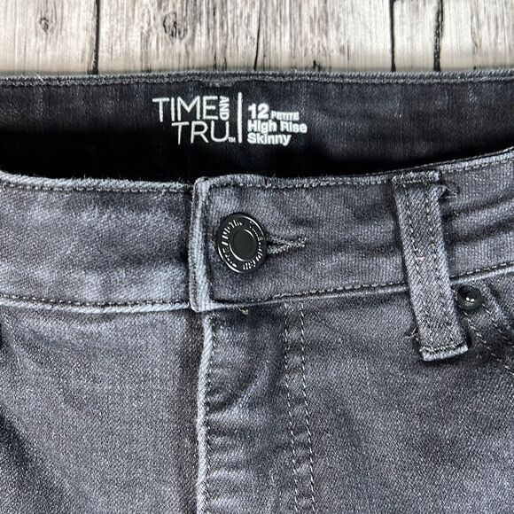 Time and Tru Women's Skinny Jeans High Rise Denim Pants Black Size 12 Petite - Picture 4 of 9